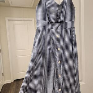 Fancyinn Navy and White Checkered Kids Dress